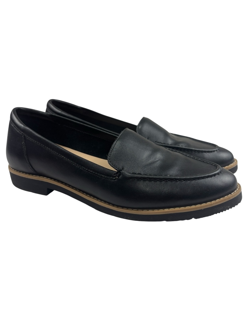 Aldo Womens Classic Slip On Black Leather Flat Loafer Size 10